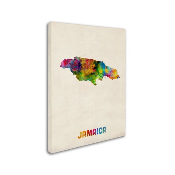 Michael Tompsett 'Jamaica Watercolor Map' Canvas Art,24x32